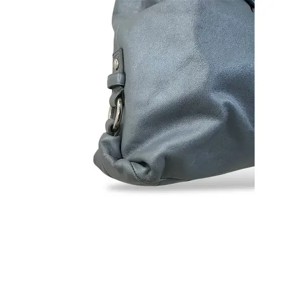 Coach Ashley Ruched Leather Satchel Gray Chain Shoulder Bag - Picture 8 of 15